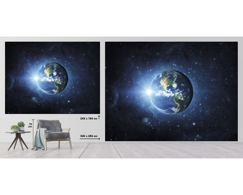 Nástenná maľba s motívom Zeme vo vesmíre, 340 x 254 centimetrov