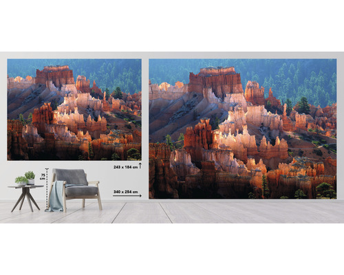 Fototapeta so skalnými útvarmi a stromami