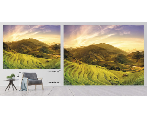 Fototapeta s motívom krajiny a ryžovými terasami