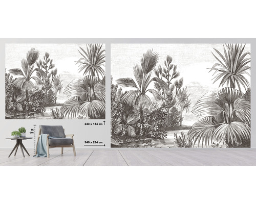 Tapeta s botanickým vzorom vo vintage štýle, rozmery 340 x 254 centimetrov