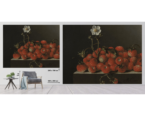 Fototapeta so zátiším jahôd, rozmery 340 x 254 centimetrov