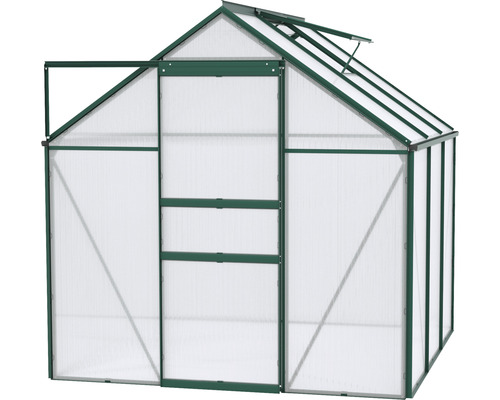 Skleník s otvorenými dverami a strešným oknom