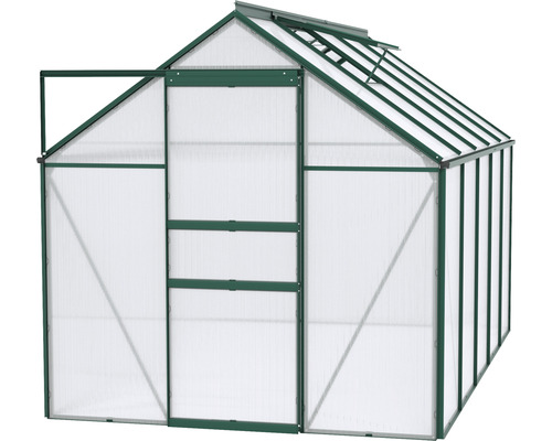 Skleník s otvorenými dverami a strešnými oknami