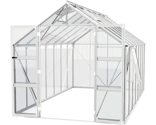 Skleník s otvorenými dverami a oknom