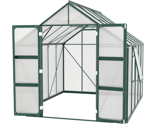 Skleník s otvorenými dverami a oknom