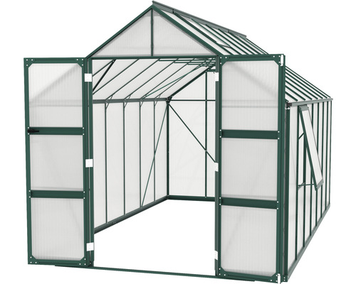 Skleník s otvorenými dverami a oknom