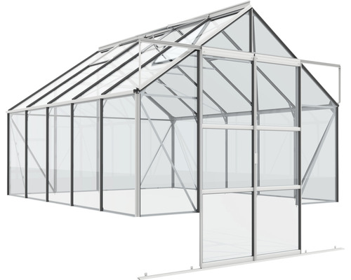 Skleník s priehľadnými stenami a hliníkovým rámom