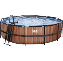 Nadzemný bazén rámový EXIT Wood Pool ø488 x 122 cm design drevo s pieskovou filtráciou a rebríkom
