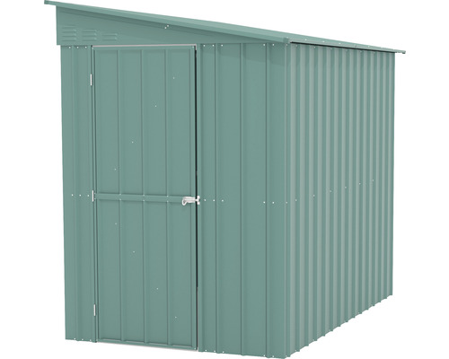 Záhradná kovová búda s pultovou strechou a jednými dverami