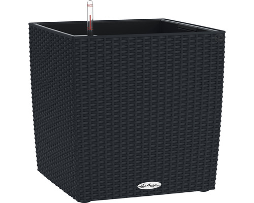 Štvorcový kvetináč so zavlažovacím systémom a logom Lechuza