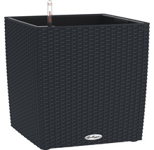 Štvorcový kvetináč so zavlažovacím systémom a logom Lechuza.