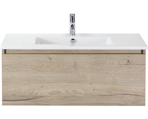 Kúpeľňový nábytkový set Sanox Frozen farba čela dub prírodný ŠxVxH 101 x 42 x 46 cm s keramickým umývadlom
