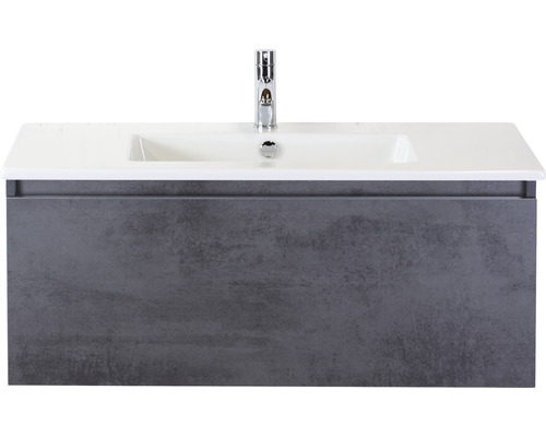 Kúpeľňový nábytkový set Sanox Frozen farba čela betón antracitovo sivá ŠxVxH 101 x 42 x 46 cm s keramickým umývadlom