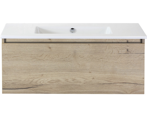 Kúpeľňový nábytkový set Sanox Frozen farba čela dub prírodný ŠxVxH 101 x 42 x 46 cm s keramickým umývadlom bez otvoru na kohút