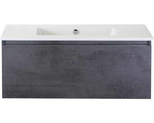 Kúpeľňový nábytkový set Sanox Frozen farba čela betón antracitovo sivá ŠxVxH 101 x 42 x 46 cm s keramickým umývadlom bez otvoru na kohút