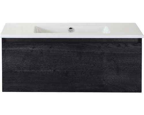 Kúpeľňový nábytkový set Sanox Frozen farba čela black oak ŠxVxH 101 x 42 x 46 cm s keramickým umývadlom bez otvoru na kohút