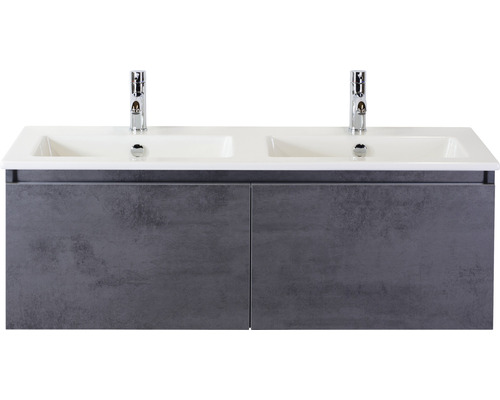 Kúpeľňový nábytkový set Sanox Frozen farba čela betón antracitovo sivá ŠxVxH 121 x 42 x 46 cm s keramickým umývadlom