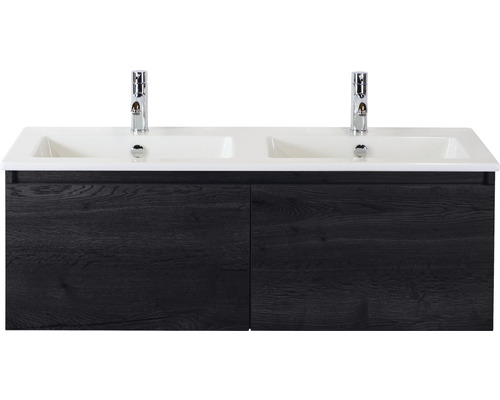 Kúpeľňový nábytkový set Sanox Frozen farba čela black oak ŠxVxH 121 x 42 x 46 cm s keramickým umývadlom