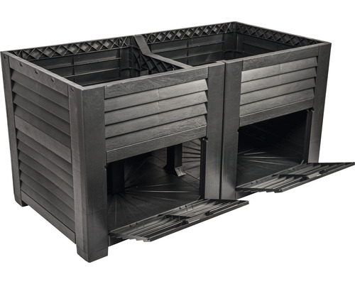 Plastový kompostér s vetracími otvormi a odberovými klapkami