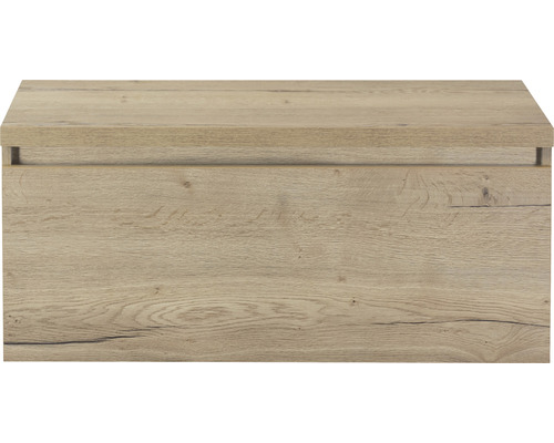 Kúpeľňová skrinka pod umývadlo Sanox Frozen dub prírodný 100,2 x 43,6 x 45 cm Detailný pohľad na skrinku pod umývadlo s dreveným vzhľadom