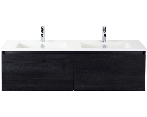 Kúpeľňový nábytkový set Sanox Frozen farba čela black oak ŠxVxH 141 x 42 x 46 cm s keramickým umývadlom