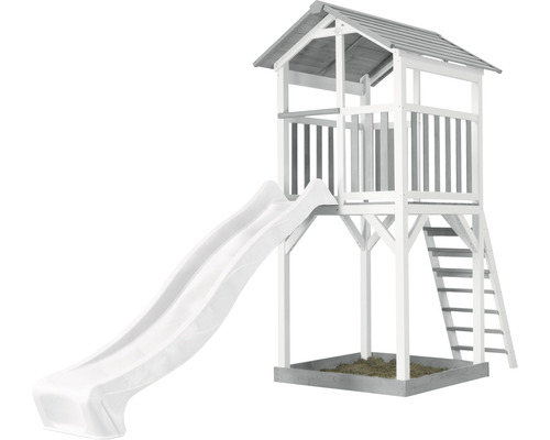 Hrací veža so šmýkačkou a rebríkom do záhrady
