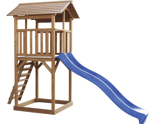 Drevená hracia veža so šmýkačkou