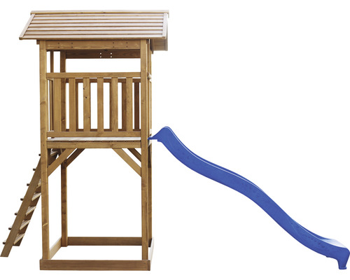 Drevená hracia veža so šmykľavkou a rebríkom