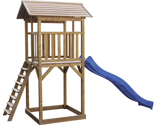 Drevená hracia veža so šmýkačkou a rebríkom