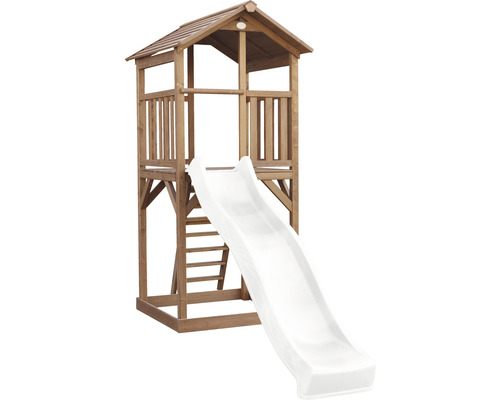Drevená hracia veža so šmýkačkou pre vonkajšie použitie