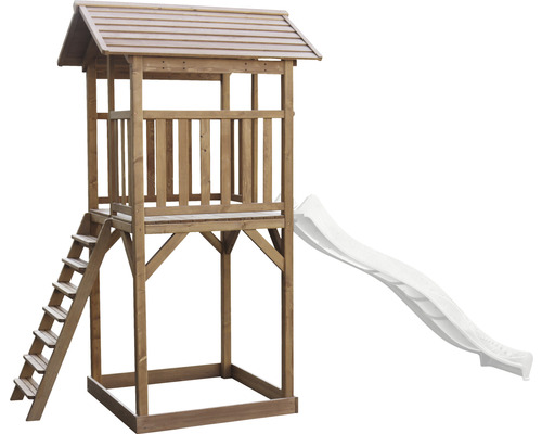 Detská hracia veža so šmykľavkou a rebríkom do záhrady