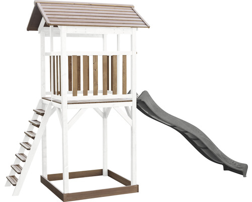 Drevená hracia veža so šmýkačkou a rebríkom
