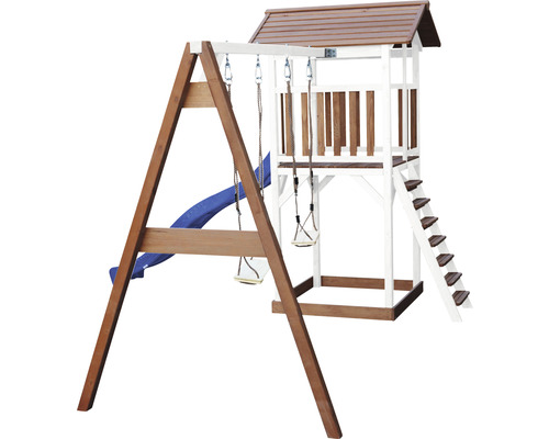 Drevené ihrisko s hojdačkami, šmýkačkou a hracou vežou