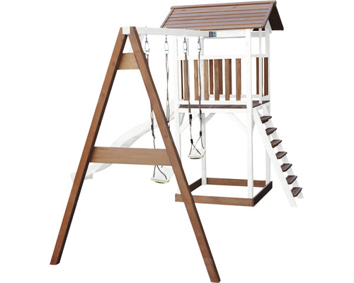 Hracia veža s hojdačkou, šmýkačkou a rebríkom do záhrady