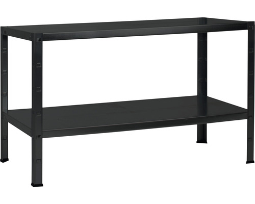 Kovový regál Schulte R4112-02-16 430x1200x400 mm, 2 police, nosnosť 130 kg, čierny Kovový regál s dvoma policami na skladovanie