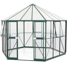 Skleník Vitavia Galaxis 9000 kombinácia skla a polykarbonátu 336x383 cm zelený vr. základového rámu