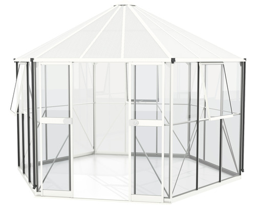 Skleník s oceľovým rámom a polykarbonátovými doskami