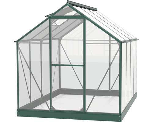 Skleník s kovovým rámom a transparentnými panelmi