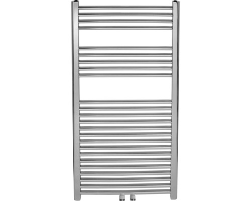 Kúpeľňový radiátor Ferro Novaservis rovný 120x60 cm chróm stredové pripojenie Nástenný sušiak uterákov s vodorovnými vykurovacími rúrkami