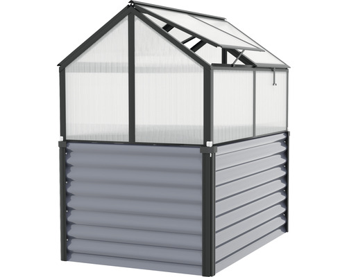 Vyvýšený záhon so skleníkom s hliníkovým rámom a polykarbonátovými doskami