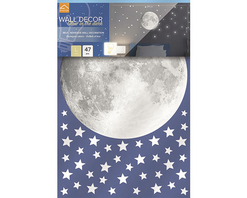 Samolepka Moon, 1 plato 47x67cm, svietiacia vo tme
