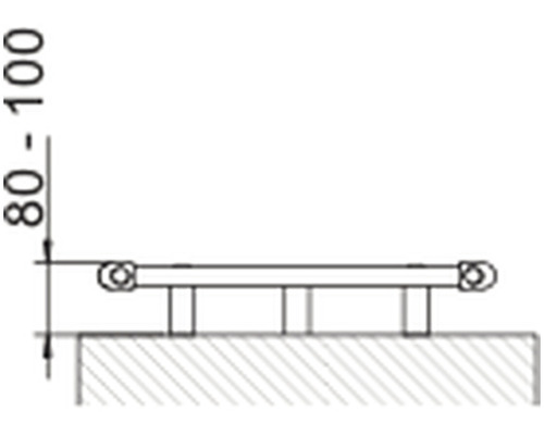 Technický nákres držiaka na uteráky s rozmermi 80 až 100 milimetrov.