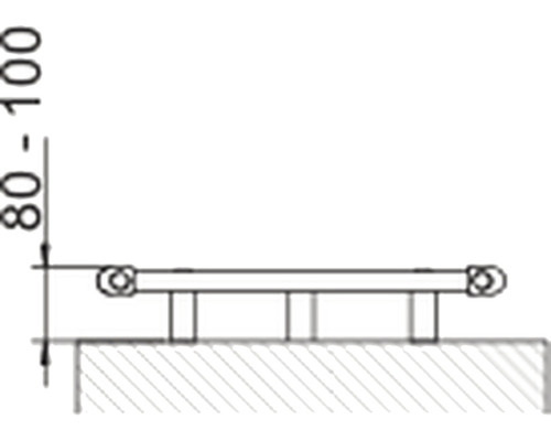 Technický výkres držadla s výškou 80 až 100 milimetrov