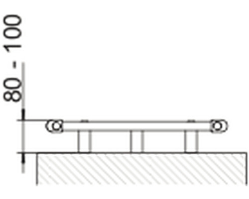 Technický výkres sprchovej stoličky s výškovou indikáciou