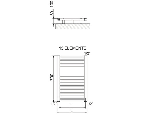 Kúpeľňový radiátor Cordivari Lisa 22 70x50 cm