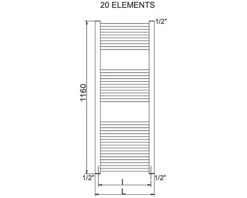 Kúpeľňový radiátor Cordivari Lisa 22 116x60 cm