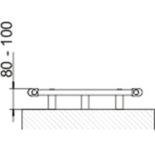 Technický nákres madla s rozmermi 80 až 100 milimetrov