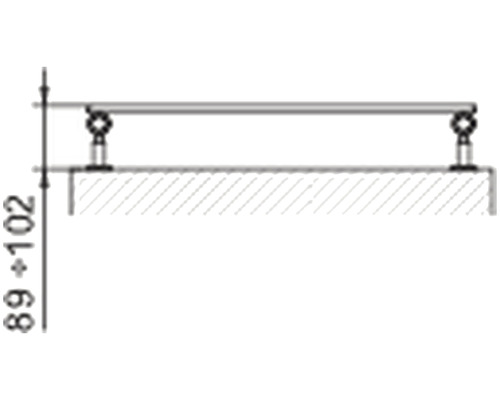 Technický výkres sprchovej tyče s rozmermi