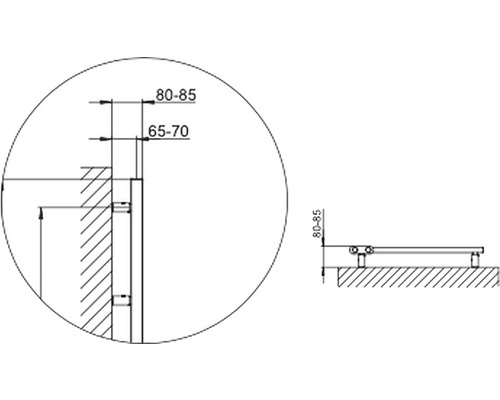 Technický výkres nástennej police s rozmermi