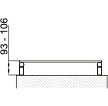Technický nákres montážneho prvku s rozmermi 93 až 106 milimetrov